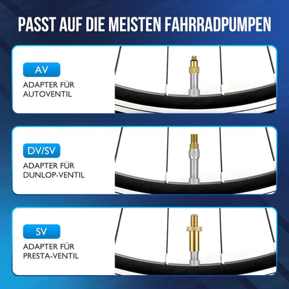 Fahrradventil Adapter Set mit Sortierbox und Ballnadel