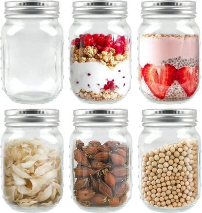 6er Set Mason Jars 500ml mit Schraubdeckel - Einmachgläser & Overnight