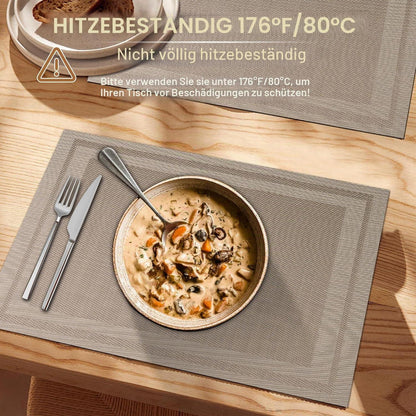Abwaschbare Platzsets 8er Set – Beige Vinyl Tischsets