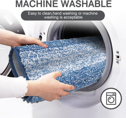 Badematte Blau Rund 120 cm Weich Rutschfest Wasserabsorbierend