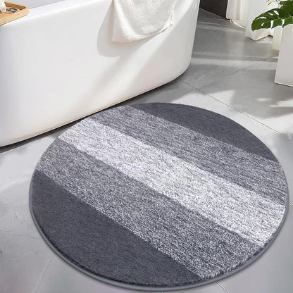 Rundes Badteppich Grau 120 cm - Rutschfest & Wasserabsorbierend
