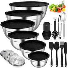 Edelstahl Salatschüssel Set mit Silikonböden & Deckel