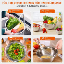 Edelstahl Salatschüssel mit Deckel - Rührschüssel 6er