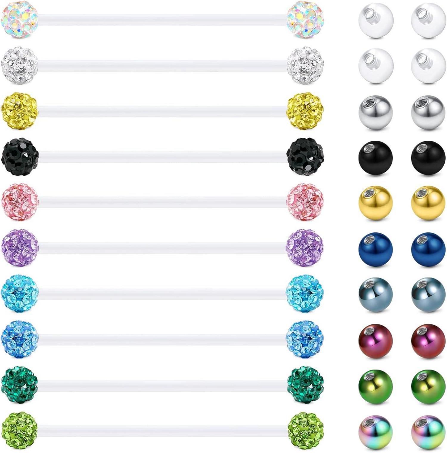 Zungenpiercing Kunststoff Klar Bioflex Zunge Piercing Schmuck 14g