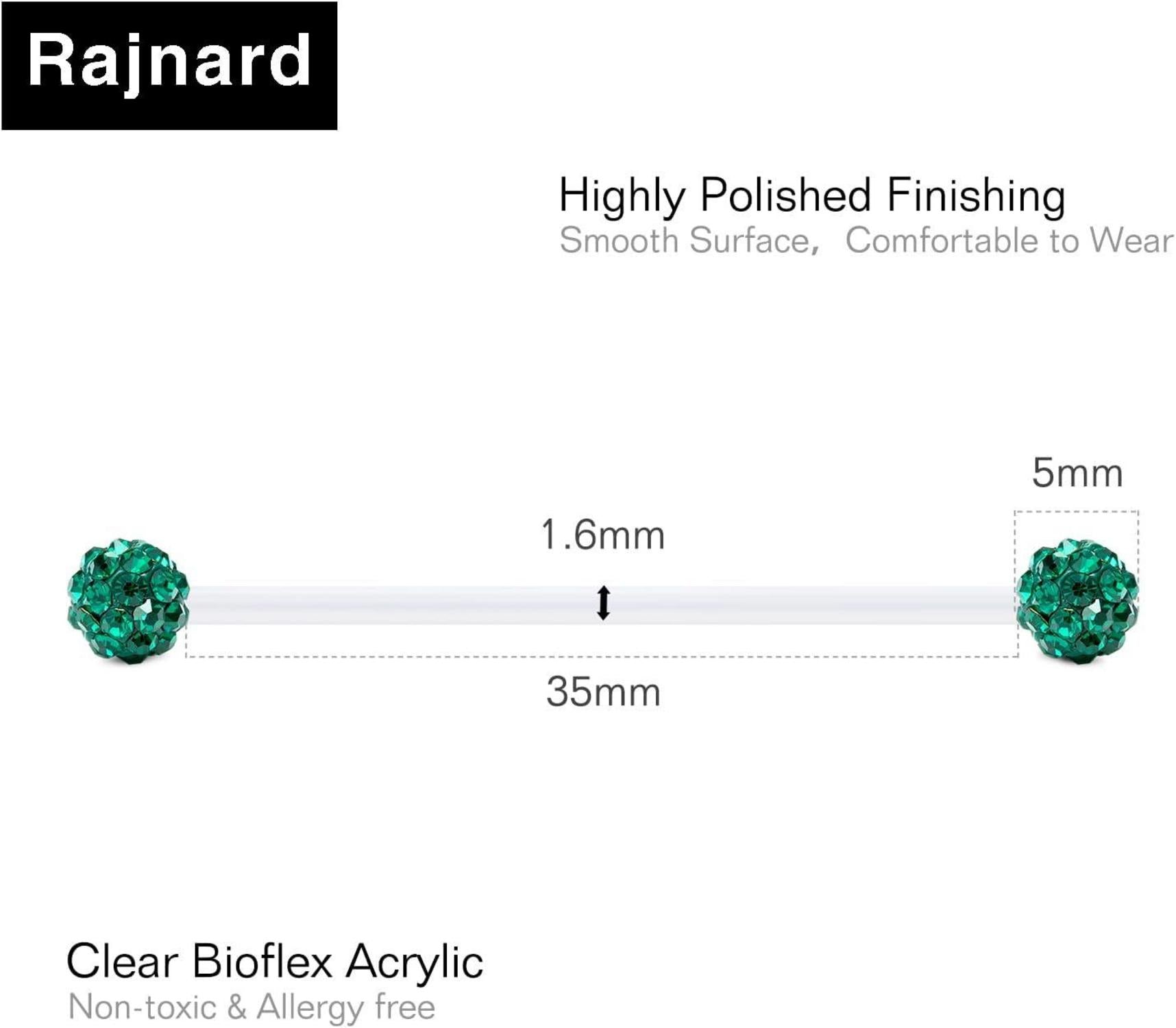 Klarer Bioflex Zungenstab 12-38mm Kunststoff Piercing 14g