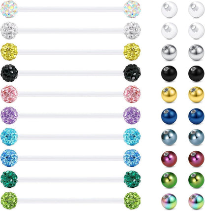 Klarer Bioflex Zungenpiercing Kunststoff 12-38mm 14g