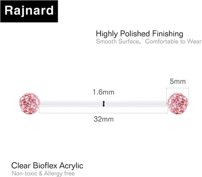 Zungenpiercing Kunststoff Klar Bioflex 12-38mm Rajnard