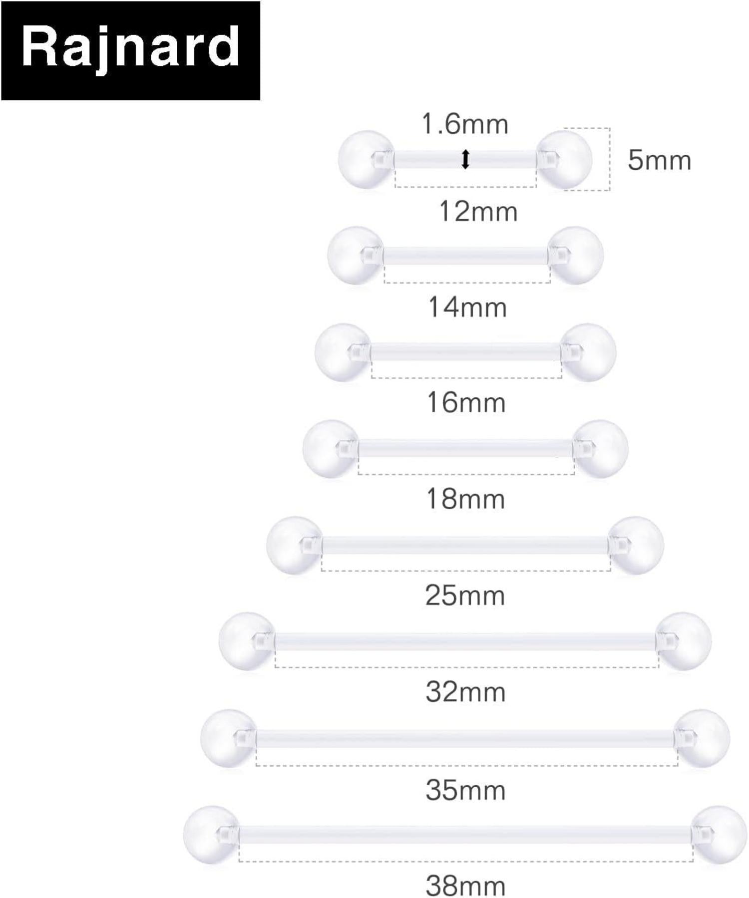 Klarer Bioflex Zungenpiercing Kunststoff 12-38mm 14g Schmuck