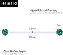 Klarer Bioflex Zungenpiercing Kunststoff 12-38mm 14g Barbell