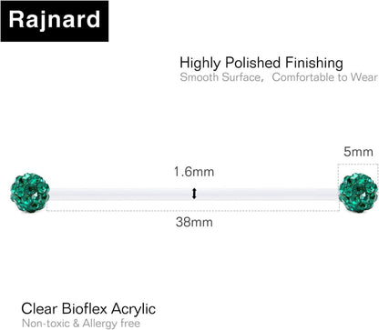 Klarer Bioflex Zungenpiercing Kunststoff 12-38mm 14g Barbell