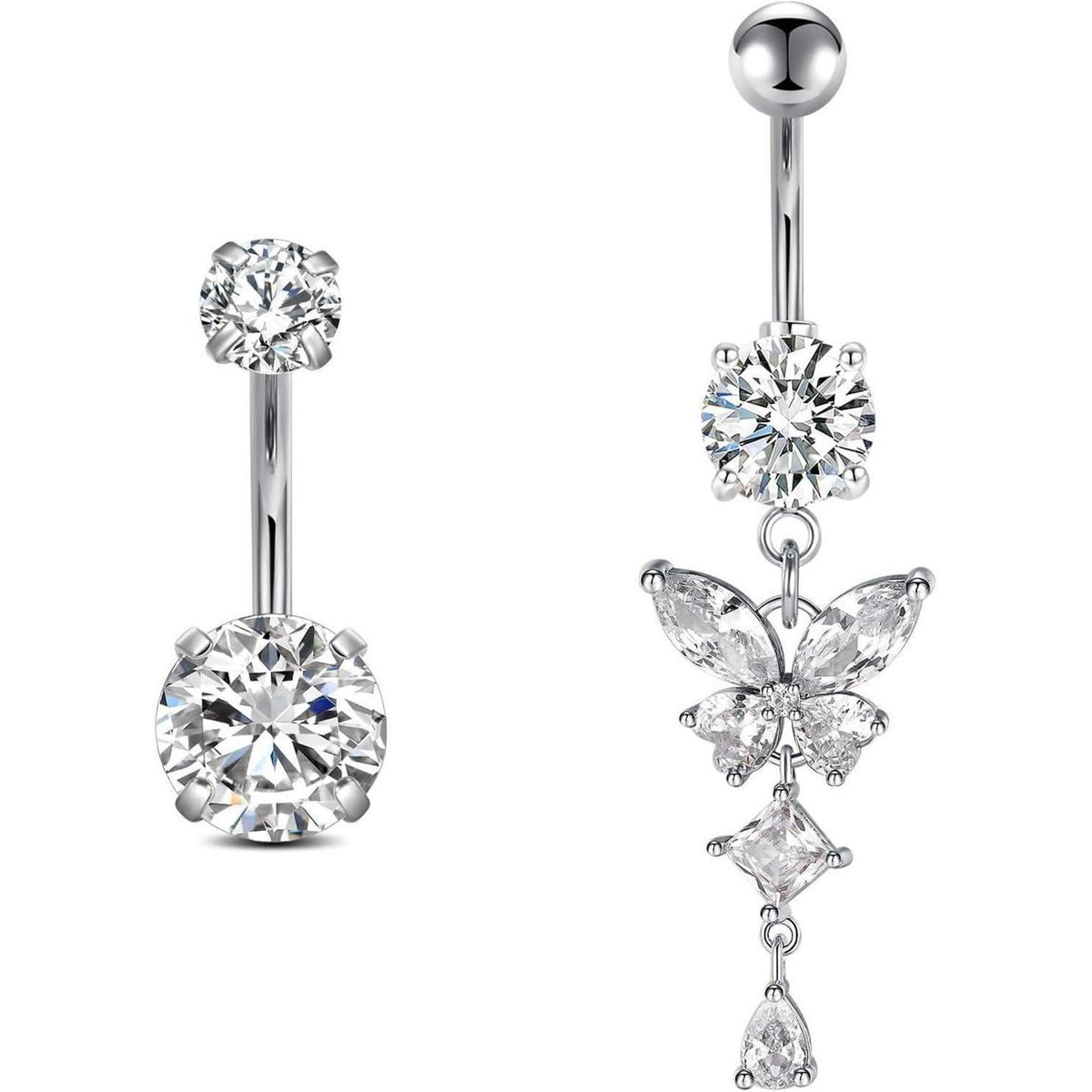 Bauchnabelpiercing Schmetterling Chirurgenstahl Silber 10mm