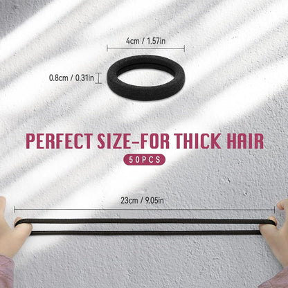 Haargummi 50 Stück Schwarz Hair Ties für Damen Herren Kinder