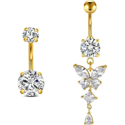Bauchnabelpiercing Schmetterling Gold Chirurgenstahl 10mm