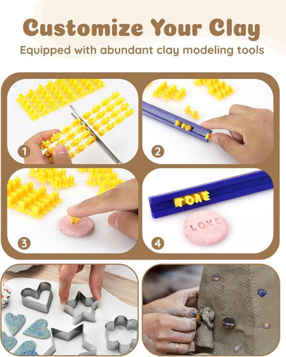 Anpro DIY Tonset für Erwachsene 46-teilig Ton Heimtöpferset