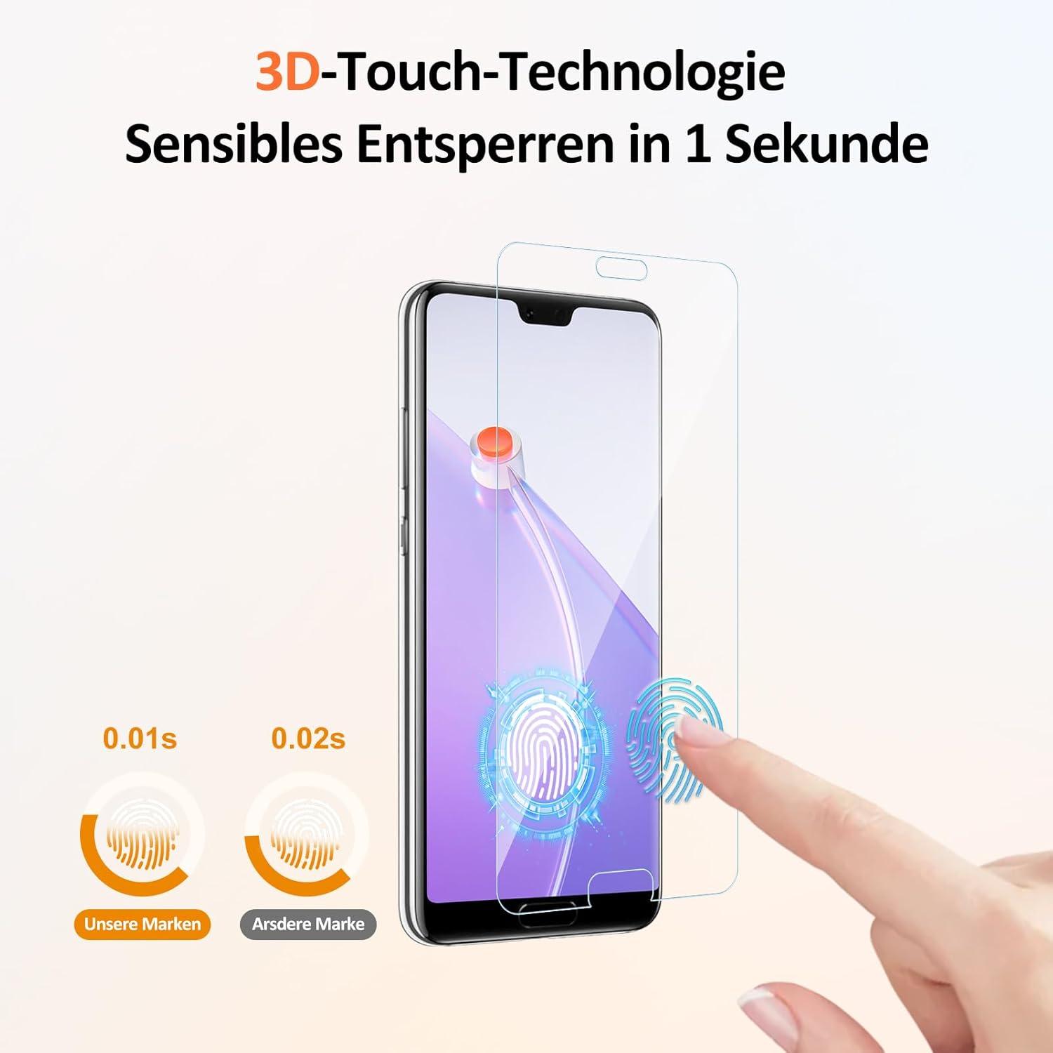Panzerglas Huawei P20 Pro Schutzfolie 2 Displayschutz + 1 Hülle 9H Ultra-klar Anti-Blasen Anti-Fingerabdruck