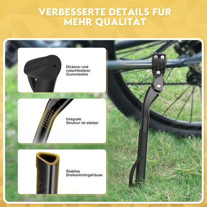 UETSNOR Fahrradständer 24-29 Zoll, Höhenverstellbar, Rutschfester Seitenständer, Stabil bis 45 kg, für Mountainbike, Citybikes