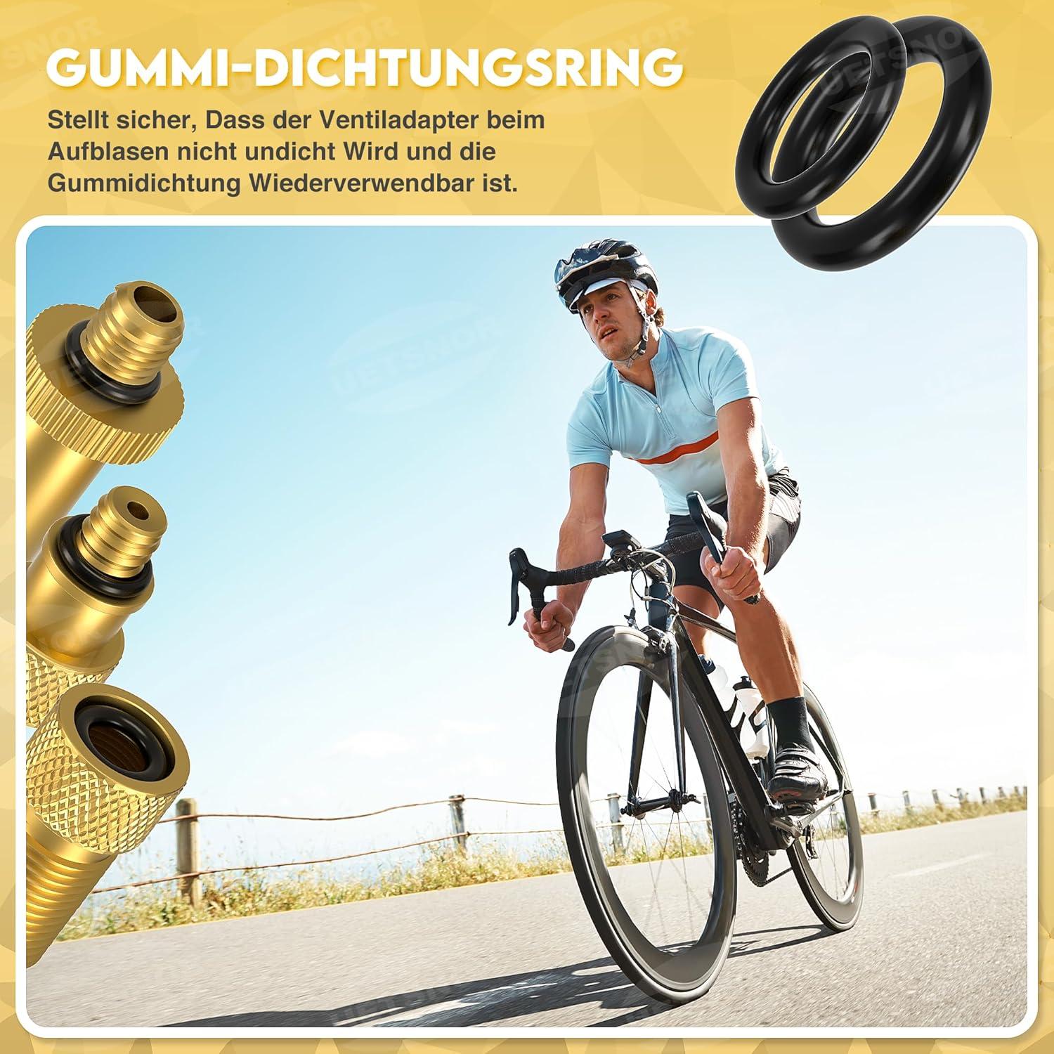 UETSNOR Fahrradventil Adapter Set 10 Stück DV SV AV + Zubehör