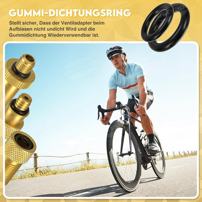 UETSNOR Fahrradventil Adapter Set 10 Stück DV SV AV + Zubehör