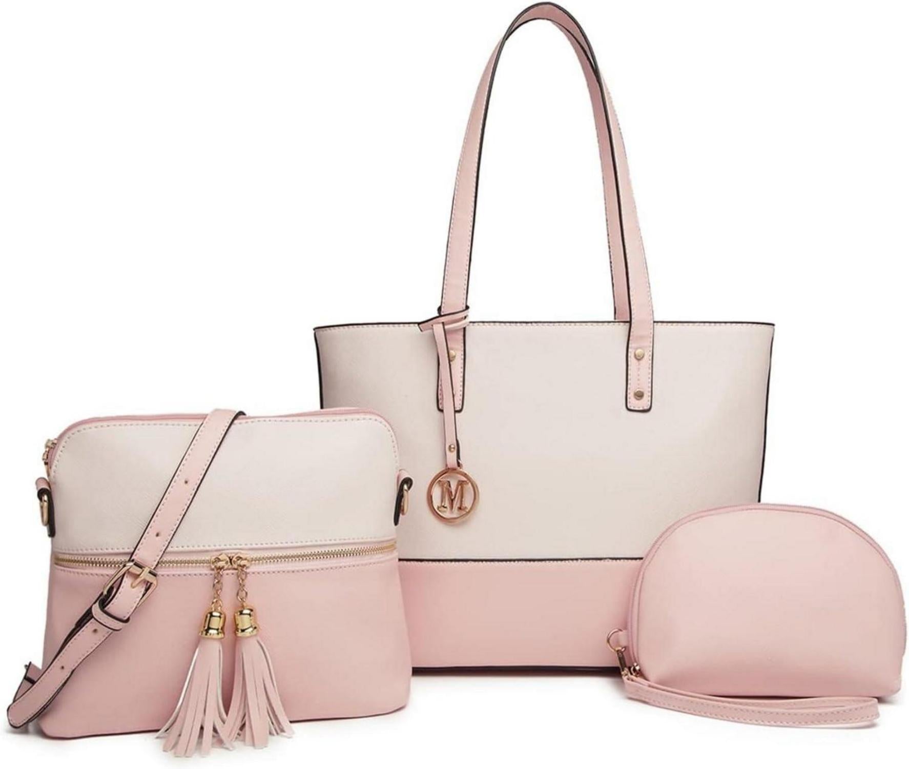 Damen Handtasche 3 Stück Set große Shopper Umhängetasche mit Geldbörse