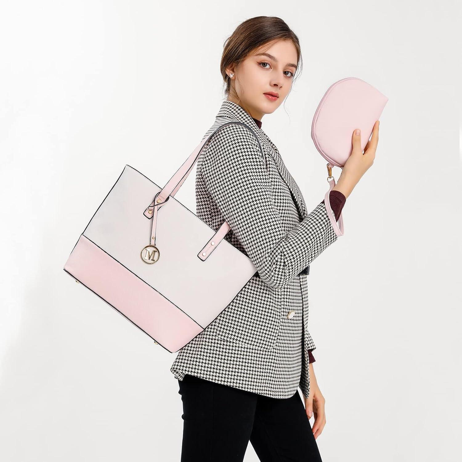Damen Handtasche 3 Stück Set große Shopper Umhängetasche mit Geldbörse