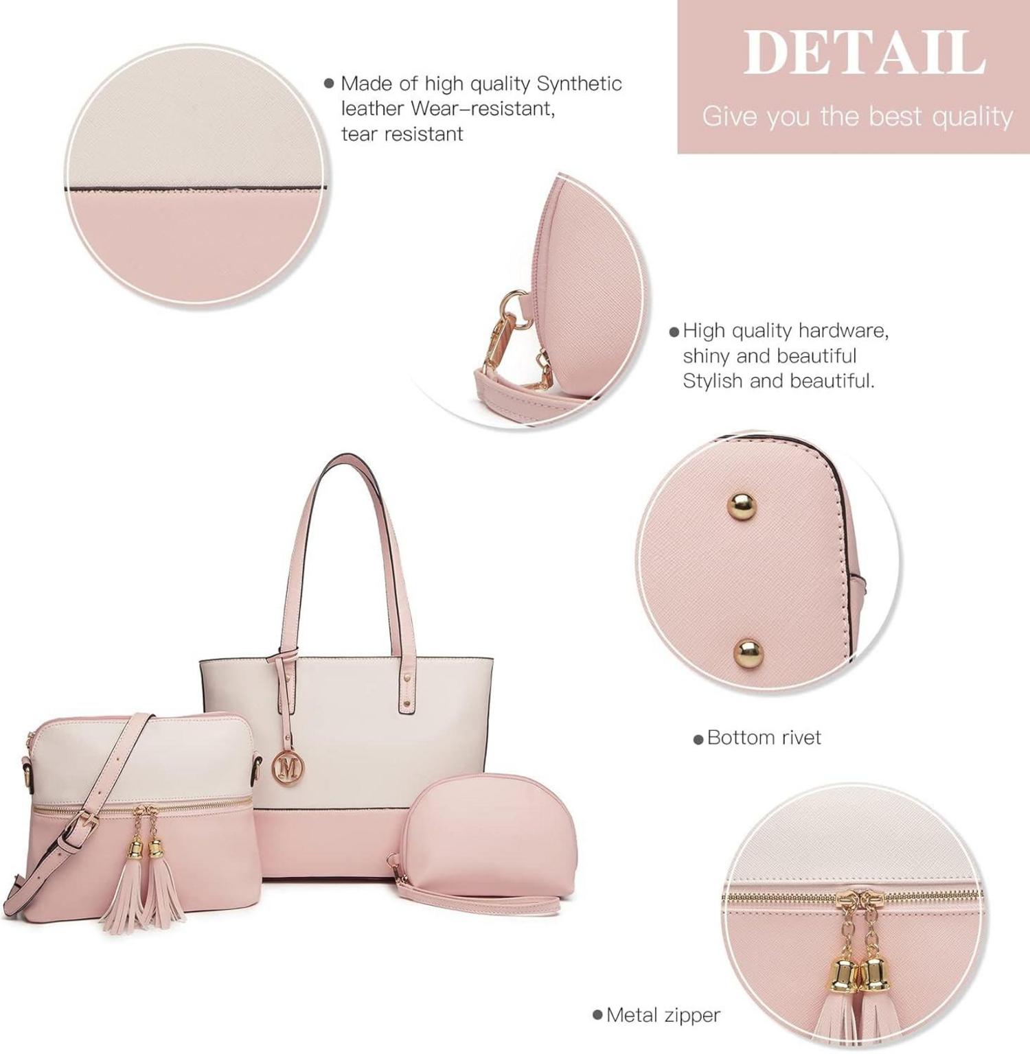Miss Lulu Damen Handtasche 3 Stück Sets Henkeltasche Shopper Tote Umhängetasche