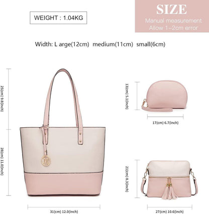 Damen Handtasche Set große Shopper Umhängetasche Geldbörse mit Quaste