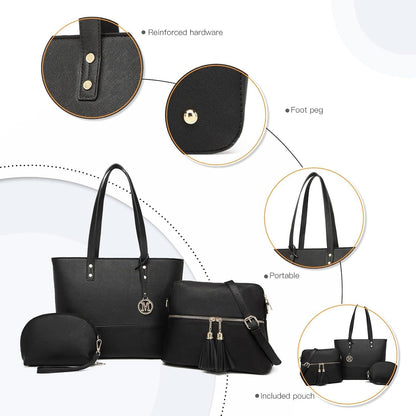 Miss Lulu Damen Handtasche Henkeltasche 3tlg Set große Shopper Tote