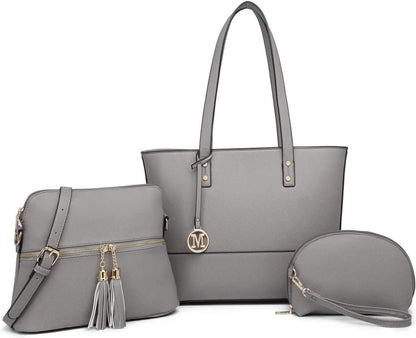 3-teiliges Miss Lulu Damen Handtaschenset Henkeltasche Umhängetasche