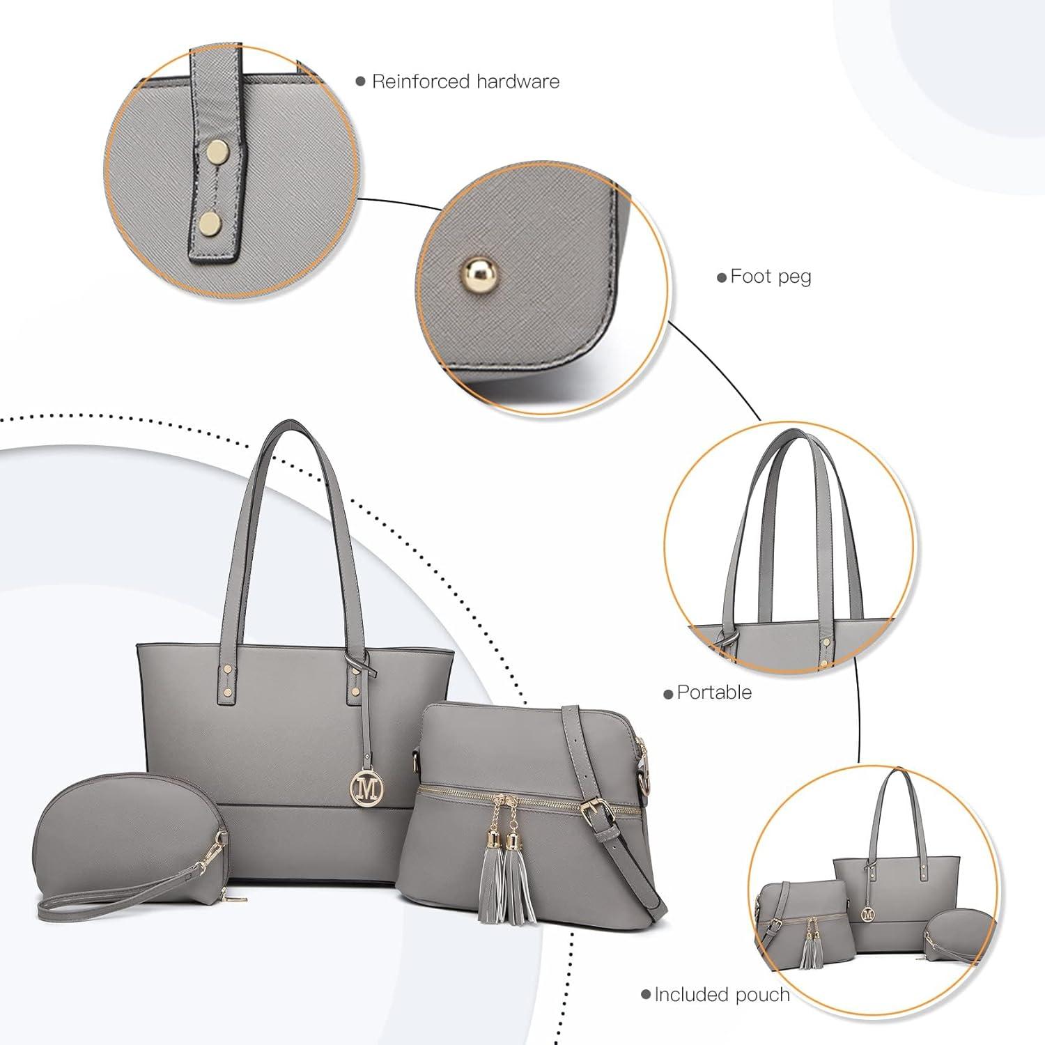 3-teiliges Miss Lulu Damen Handtaschenset Henkeltasche Umhängetasche