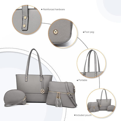 3-teiliges Miss Lulu Damen Handtaschenset Henkeltasche Umhängetasche
