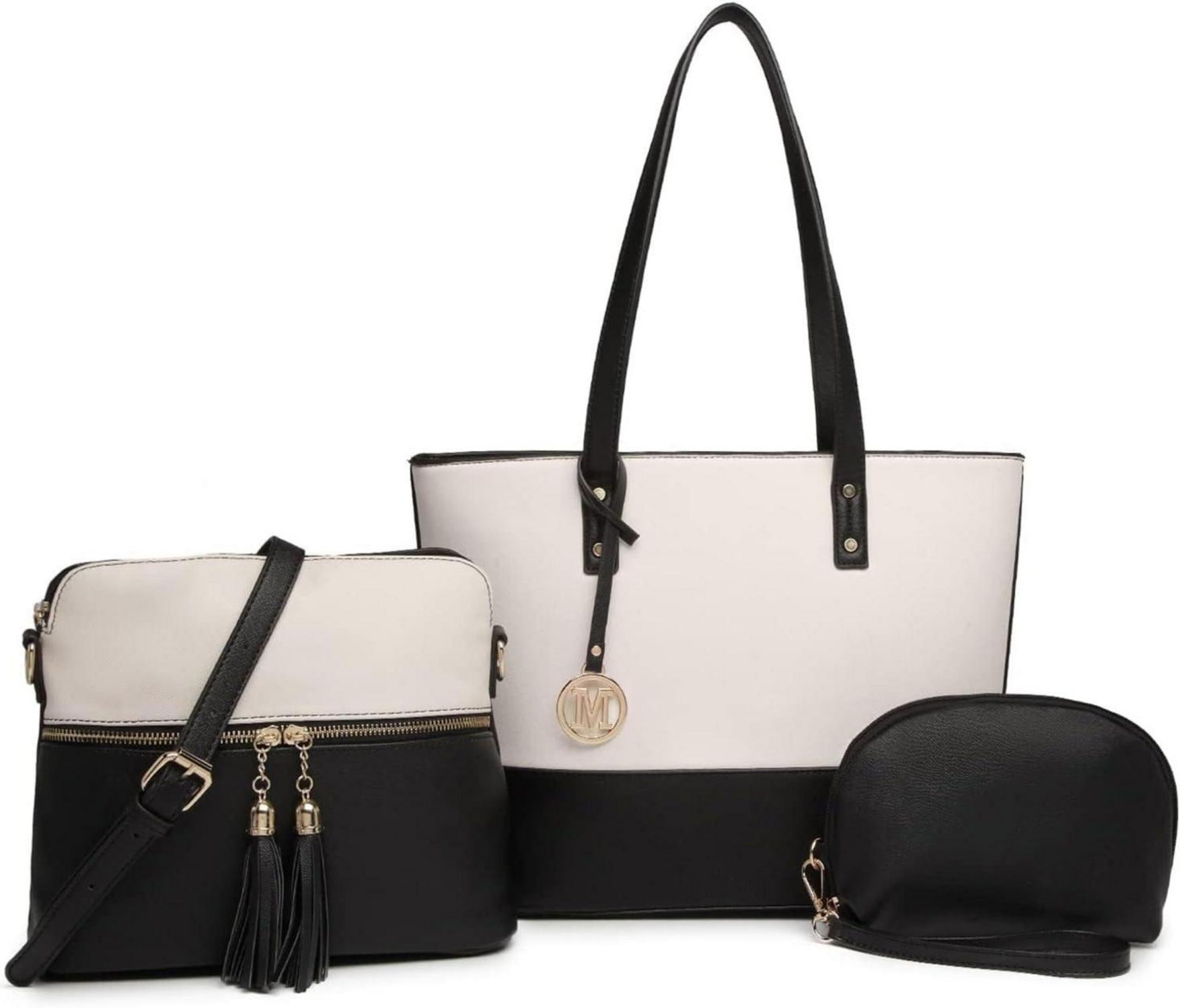 Damen 3tlg. Handtaschen Set Shopper Tote Bag Umhängetasche Geldbörse