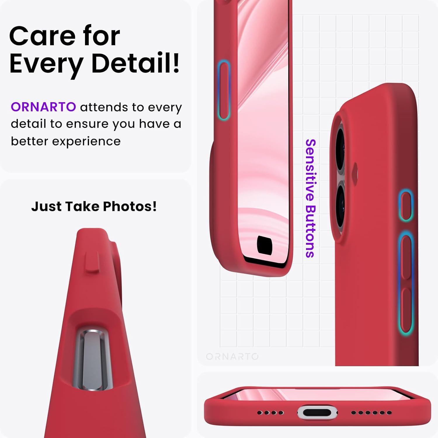 Silikon Hülle für iPhone 16 Plus 6,7 Zoll flüssig Stoßfest - Rot