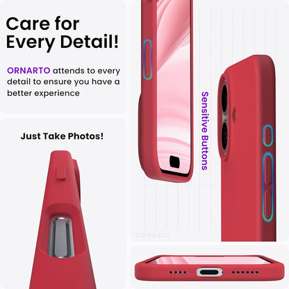 Silikon Hülle für iPhone 16 Plus 6,7 Zoll flüssig Stoßfest - Rot