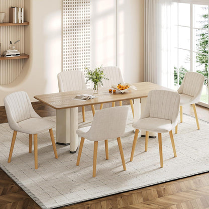 Esszimmerstühle Set Beige – 4er Pack Holzbeine & Polster