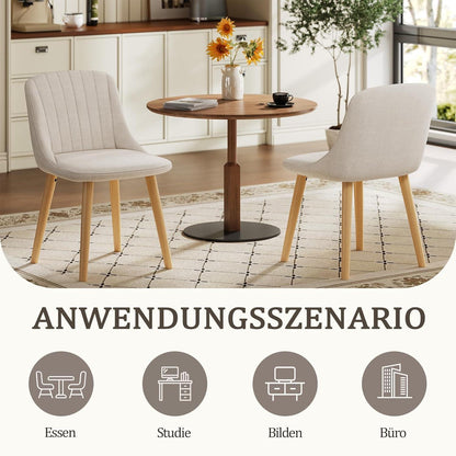 Esszimmerstühle Set Beige – 4er Pack Holzbeine & Polster
