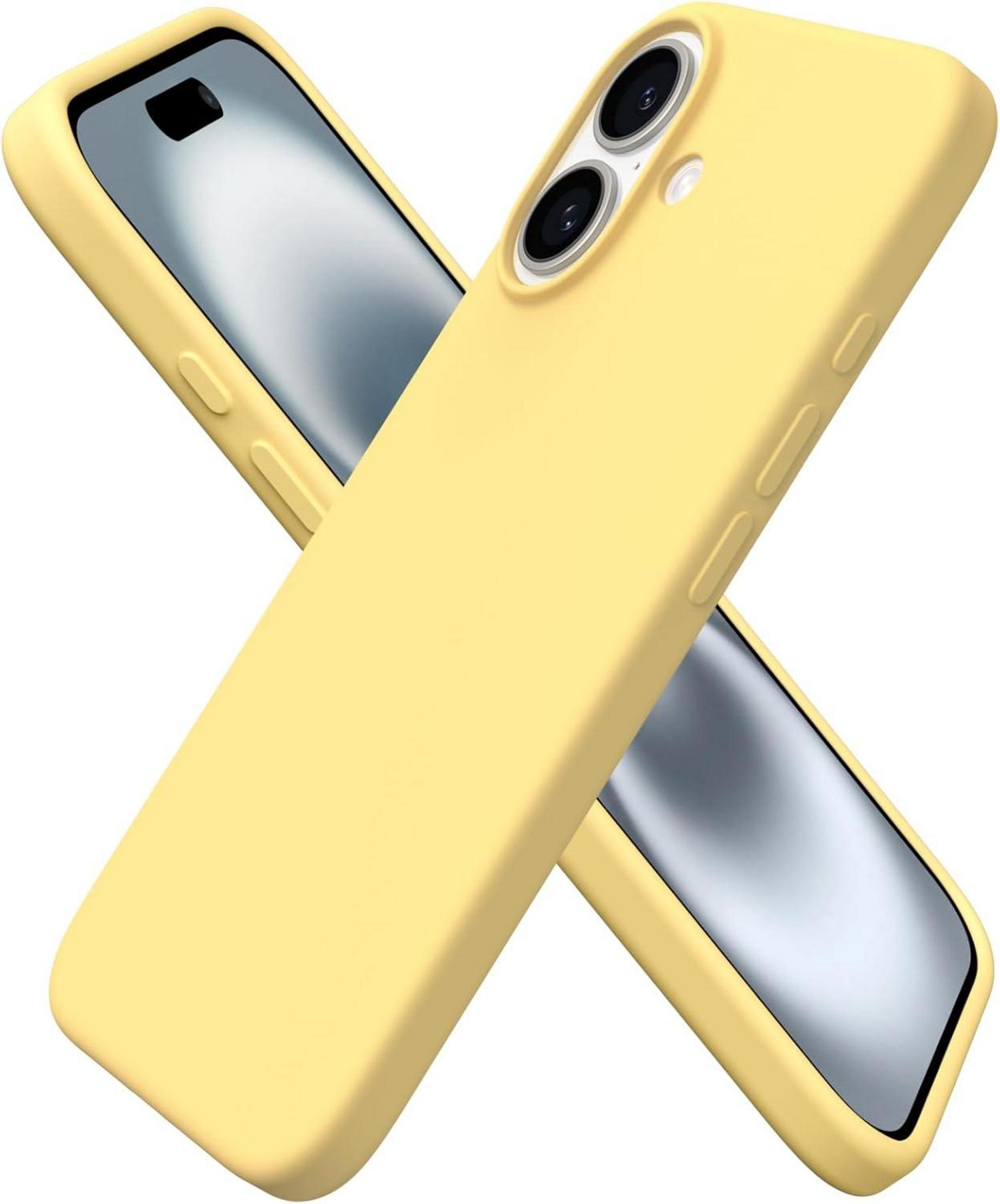 iPhone 16 Hülle Silikon 6,1 Zoll flüssiges Silikon Leicht Gelb