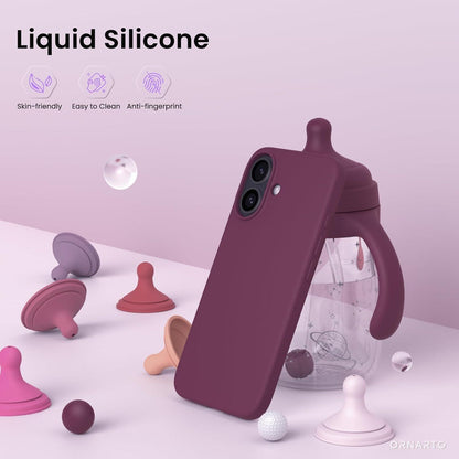 iPhone 16 Hülle Silikon Schutzhülle flüssiges Silikon stoßfest Weinrot