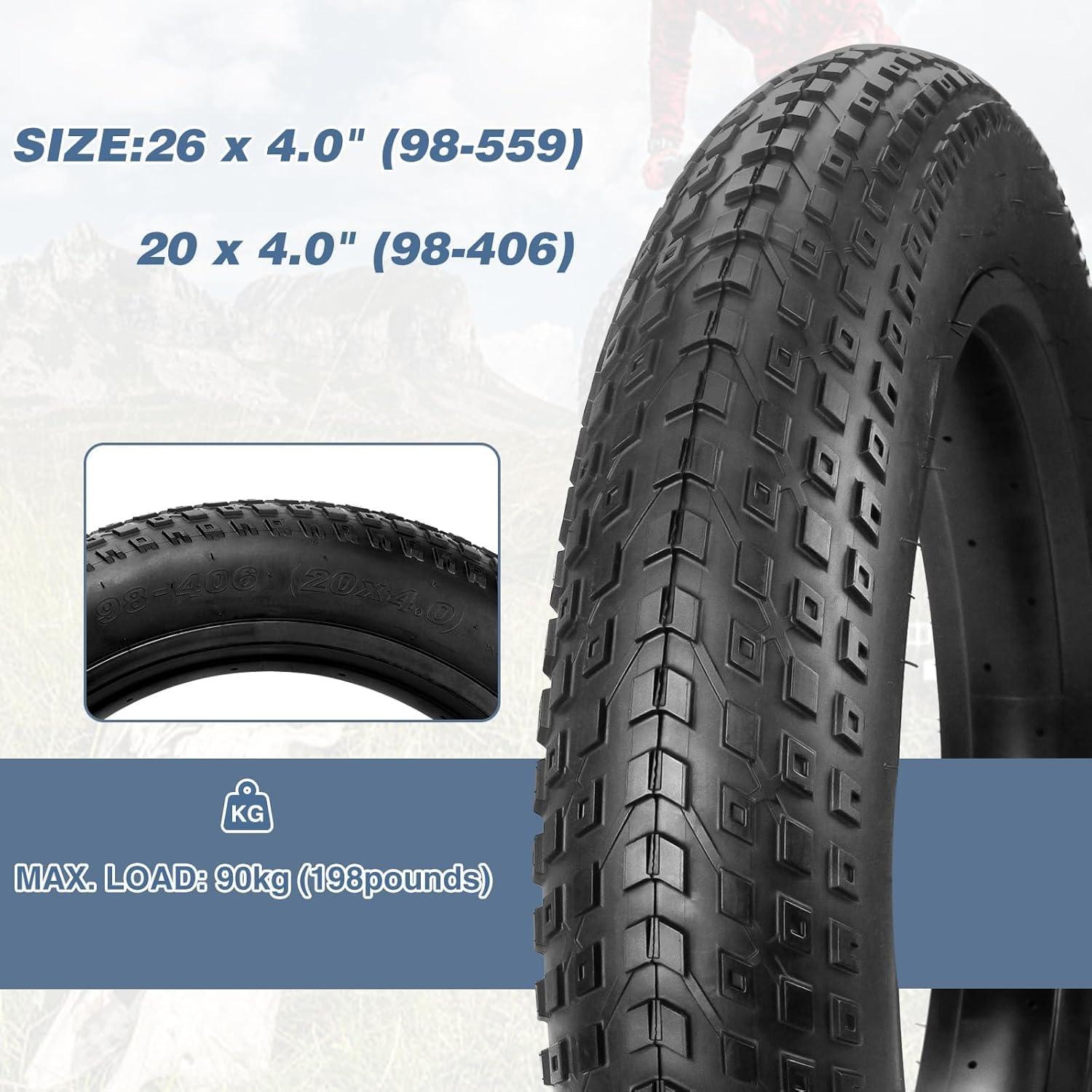 2er-Pack Fat Bike Reifen 20/26x4.0 Zoll Schneereifen Mountainbikes Snow Bike