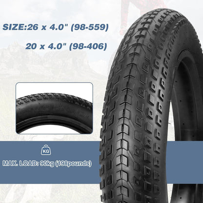 2er-Pack Fat Bike Reifen 20/26x4.0 Zoll Schneereifen Mountainbikes Snow Bike
