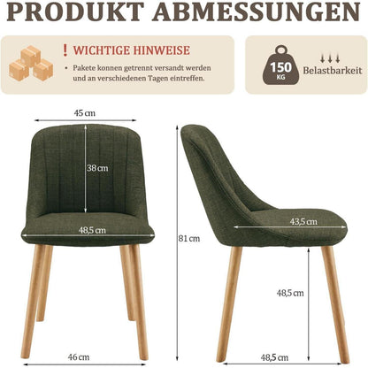 Esszimmerstuhl Set 4er – Grün, Holzbeine & Komfort