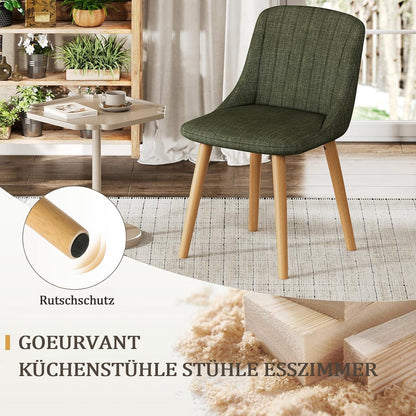 Esszimmerstuhl Set 4er – Grün, Holzbeine & Komfort