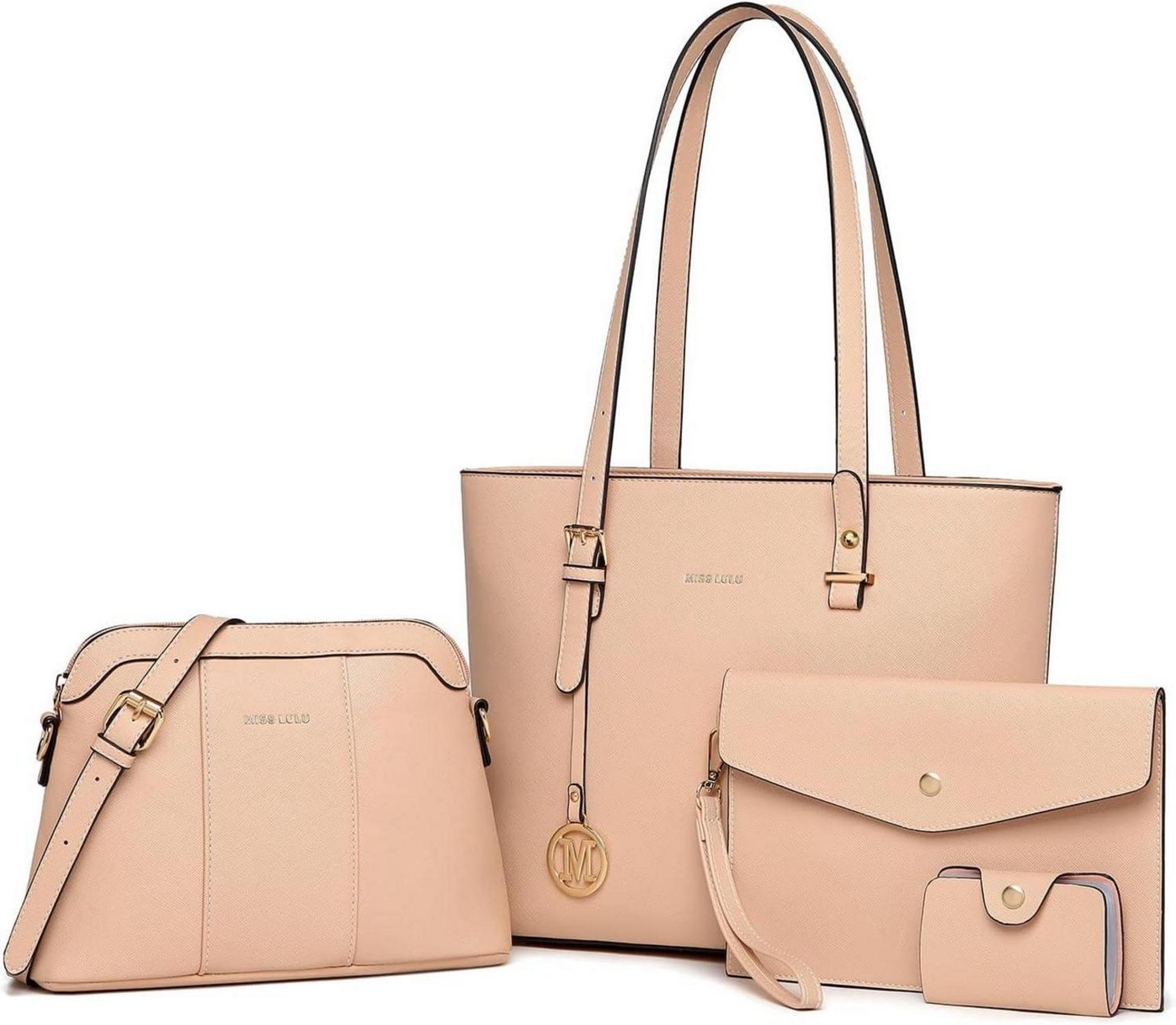 4-teiliges Damen Handtaschen-Set Umhängetasche Geldbörse Clutch