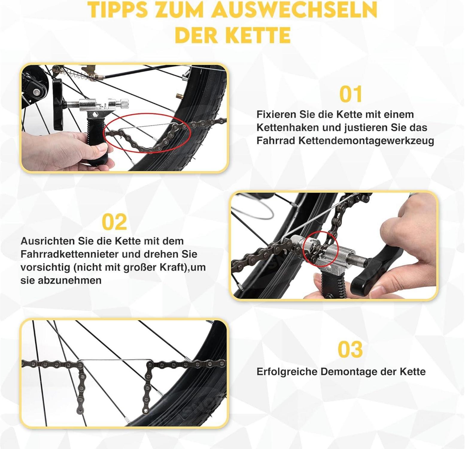 Fahrrad Kettennieter Reparatur Set 2.0 4 Paar Nieten Kettenlehre Zange