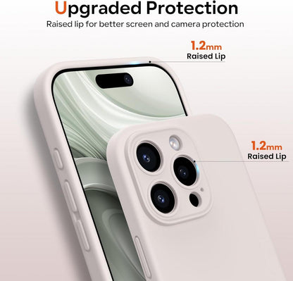 iPhone 16 Pro Hülle 360° Schutz Flüssigsilikon Stein Grau