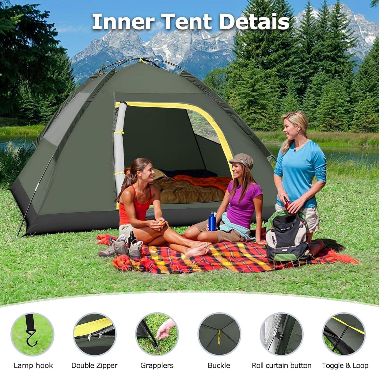 Campingzelt für 3/4 Personen Kuppelzelt Leichtgewicht Outdoor-Zelt
