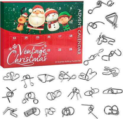 Adventskalender 2024 Kinder Puzzle Spielzeug Metall Weihnachtsgeschenk