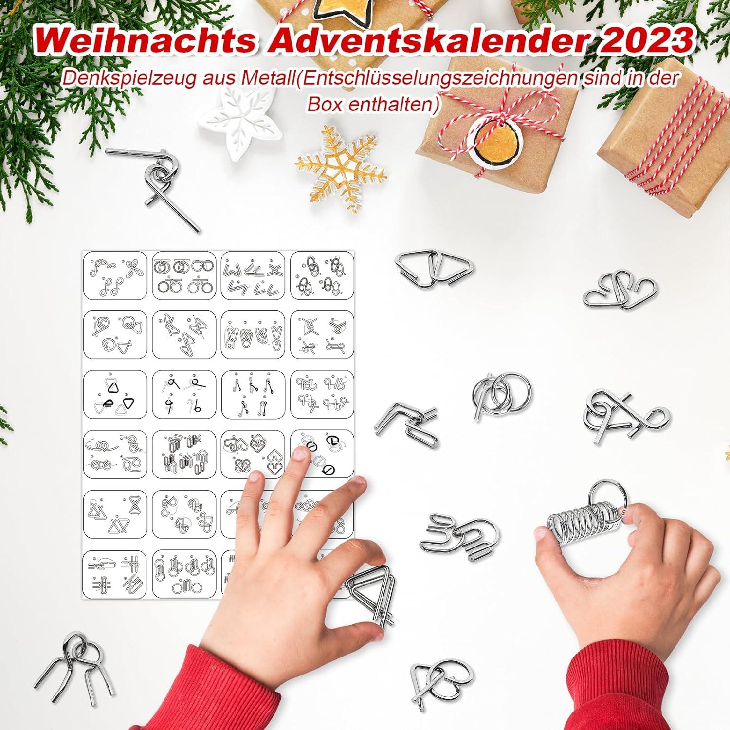 Adventskalender 2024 Kinder Puzzle Spielzeug Metall Weihnachtsgeschenk