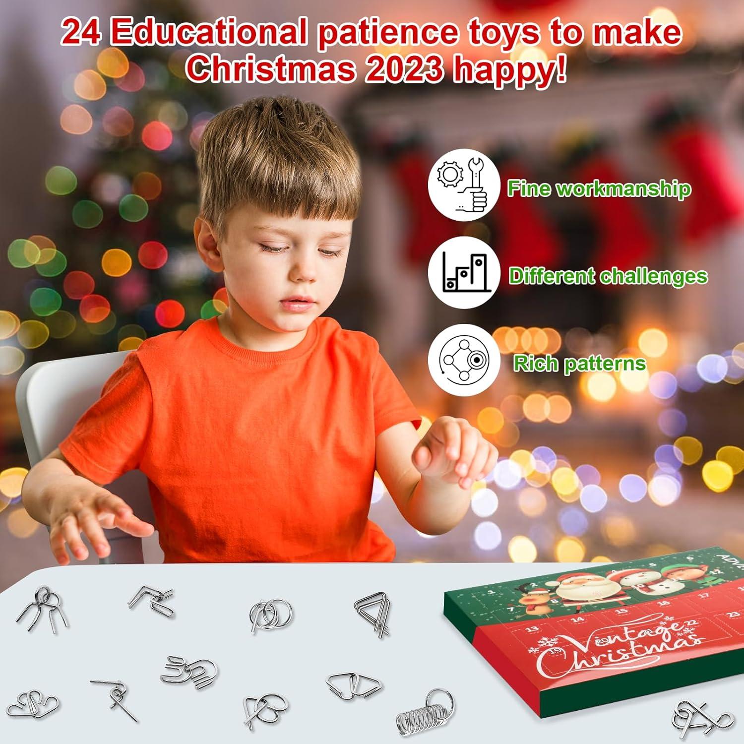 Adventskalender 2024 Kinder Puzzle Metall-Spielzeug Weihnachtsgeschenk Jungen