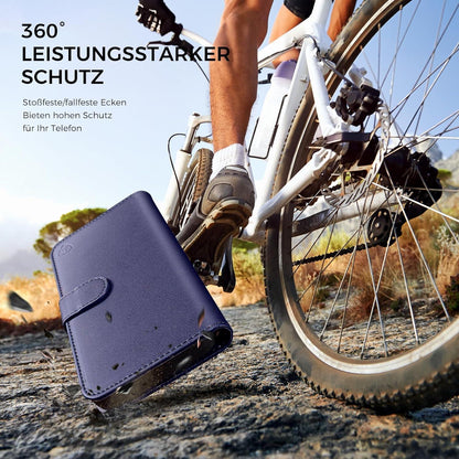 iPhone 12/12 Pro Handyhülle Leder Klapphülle mit Schutzglas
