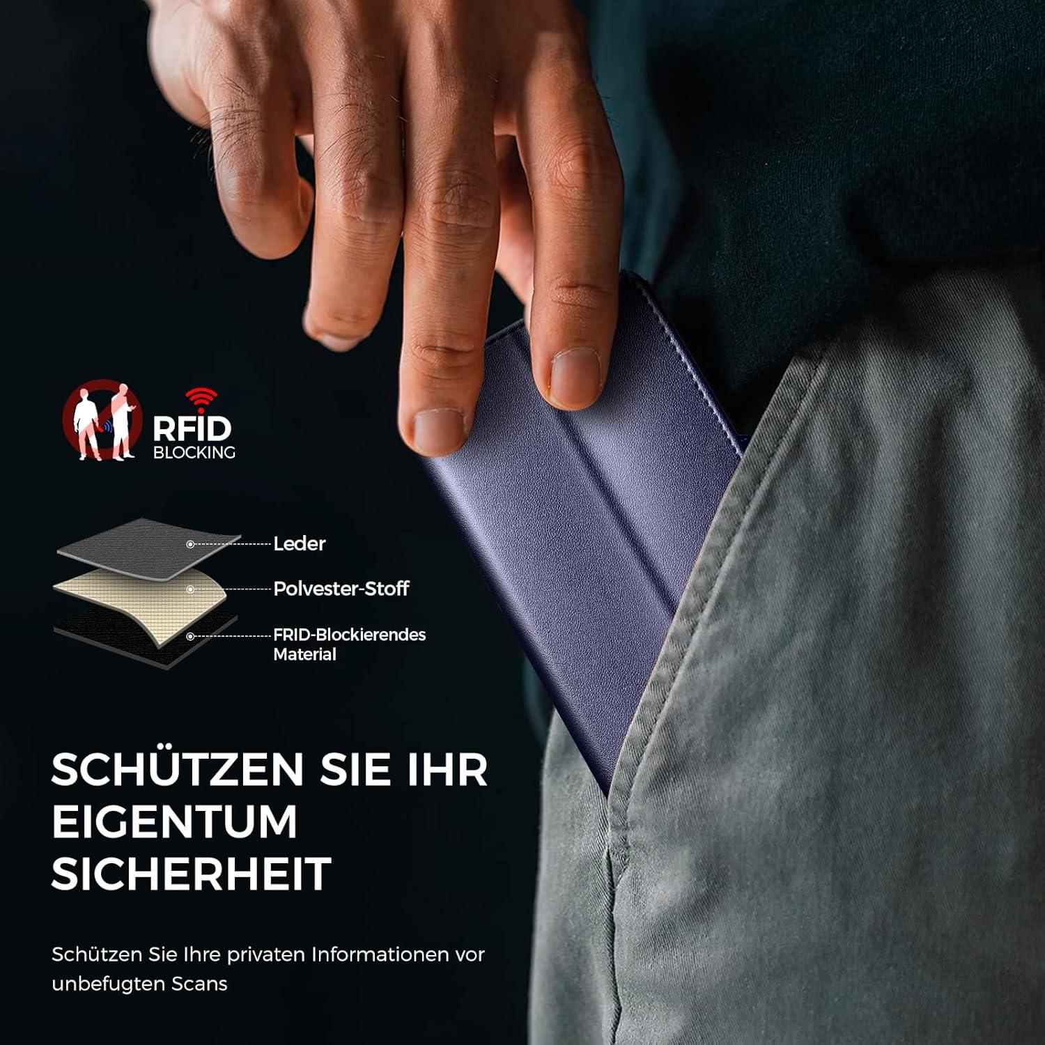 Handyhülle iPhone 12 Pro Schutzhülle Blau RFID Blocker Magnetisch